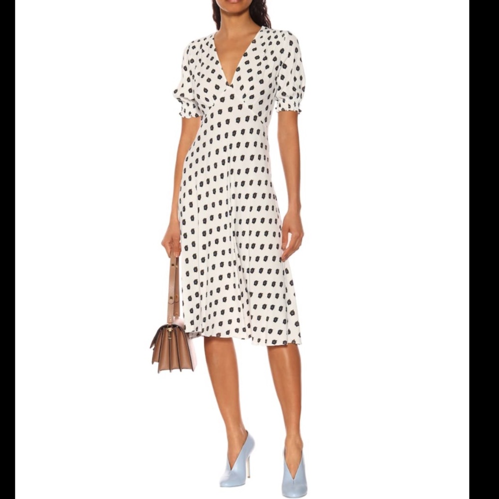 Diane Von Furstenberg White and Blue Patterned Dress